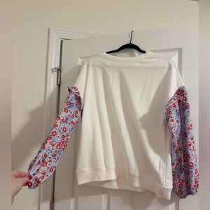 NEW Floral Sleeve White Sweatshirt